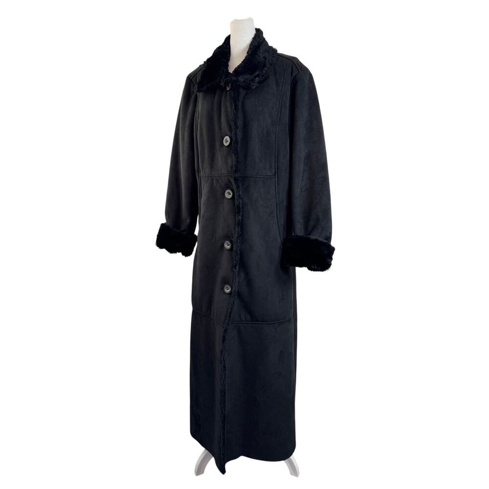 Vintage Y2K Nils Sportswear Black Faux Fur Long Coat